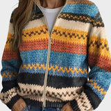 Yseult™- Mehrfarbiger Zickzack-Streifen Strickcardigan