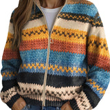 Yseult™- Mehrfarbiger Zickzack-Streifen Strickcardigan
