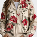 Wilhelmine - Vintage Rosenmuster Zip-Cardigan
