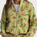 Constance - Pink Floral Lime Zip Cardigan