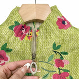 Constance - Pink Floral Lime Zip Cardigan