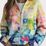 Augusta - Wasserfarben Floral Ombre Zip Cardigan
