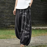 Anaïs – Weite schwarze Hose mit Bambusmuster