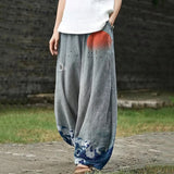 Constance – Graue weite Hose mit Wellenmuster