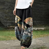 Joséphine – Schwarze weite Hose mit grafischem Muster