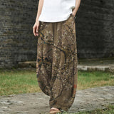 Océane – Weite Hose mit braunem Waldmuster