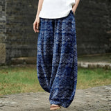 Émilienne – Weite blaue Hose mit maritimem Muster