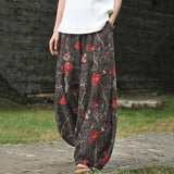 Mathilde – Weite Hose mit roten Blumenmustern