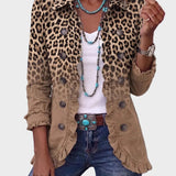 Mia - Vintage Leopard Gradient Ruffle Jacket