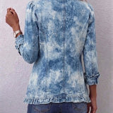 Sofia - Boho-Jacke mit Rüschen und vintage botanischem Druck im Farbverlauf