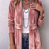 Avery - Vintage Blazer mit Knopf-Details, langen Ärmeln und offenem Vorderteil