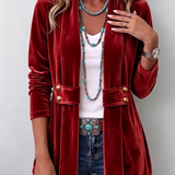 Avery - Vintage Blazer mit Knopf-Details, langen Ärmeln und offenem Vorderteil