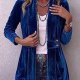 Avery - Vintage Blazer mit Knopf-Details, langen Ärmeln und offenem Vorderteil
