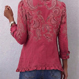 Camila - Vintage Paisley Druck Rüschjacke
