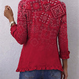 Riley - Boho Paisley Ombre Print Rüschjacke