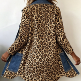 Nora - Jeansjacke mit kontrastierendem Leopardenmuster