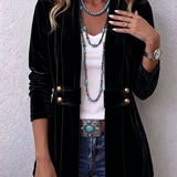 Avery - Vintage Blazer mit Knopf-Details, langen Ärmeln und offenem Vorderteil